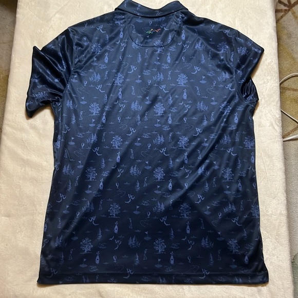 Greg Norman Men's Polo Shirt - Navy with playful golf course imagery print sz L - Picture 5 of 10
